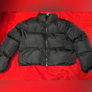 Black cropped puffer jacket. Never worn